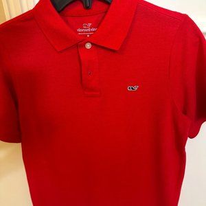 Vineyard Vines: Red mesh heritage polo, size M/12-14